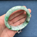 62.1mm Light Grey with Apple Green and Green Patterns Jade Bangle Bracelet