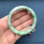 62.1mm Light Grey with Apple Green and Green Patterns Jade Bangle Bracelet