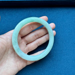 Genuine Pale Green Jade Bangle - 59mm Petite Round