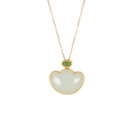 White Nephrite Jade Ingot Necklace in Sterling Silver
