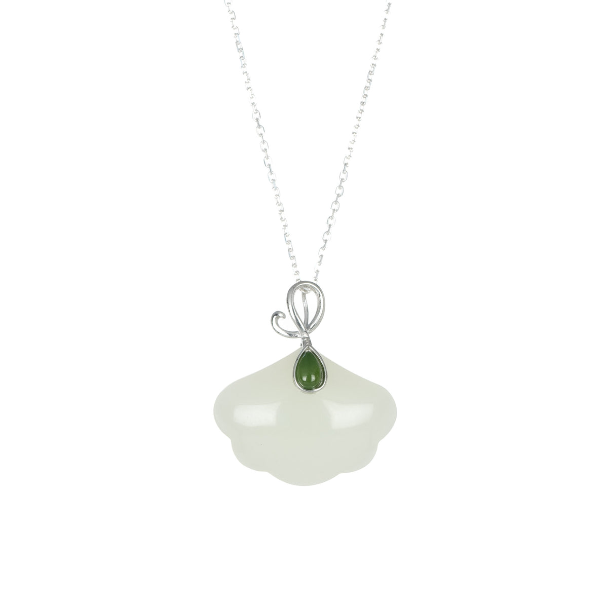 Cloud Hotan Jade Pendant Necklace with 925 Sterling Silver