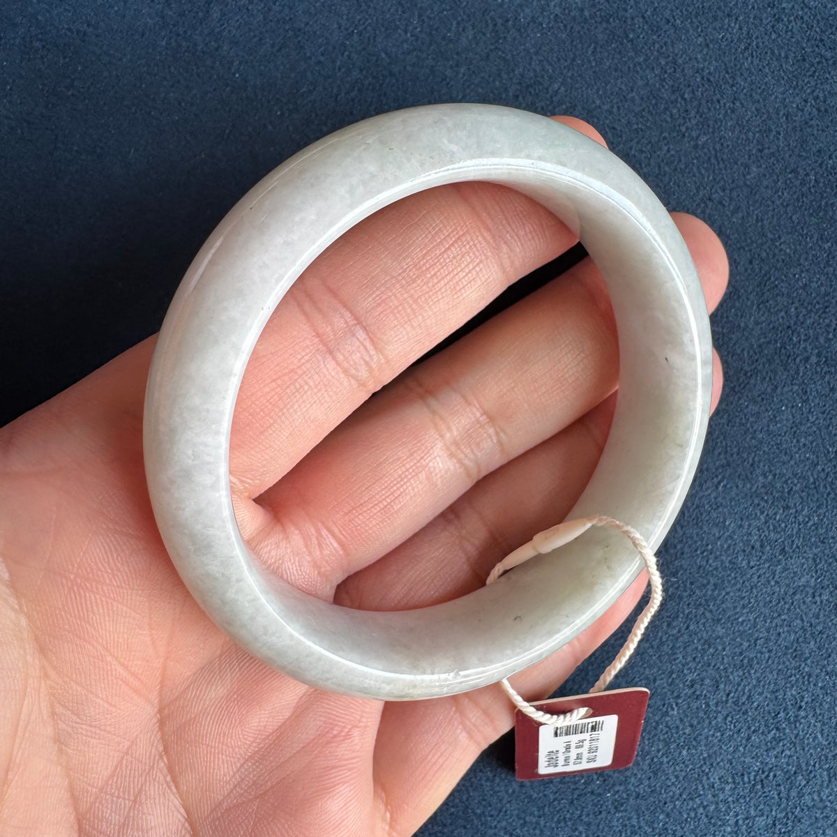 Certified Natural White Burmese Jade Bracelet - 58mm Half Moon