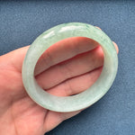 Genuine Grade A Light Green Pattern Traditional Jade Bracelet - 57mm Half Moon