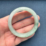 Genuine Grade A Light Green Pattern Traditional Jade Bracelet - 57mm Half Moon
