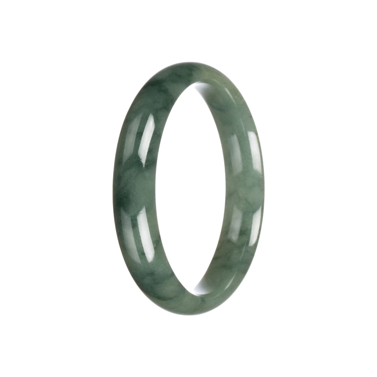 Genuine Untreated Green Traditional Jade Bangle Bracelet - 59mm Half Moon