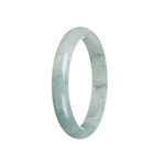 Certified Untreated Green Flower Burma Jade Bangle Bracelet - 55mm Half Moon