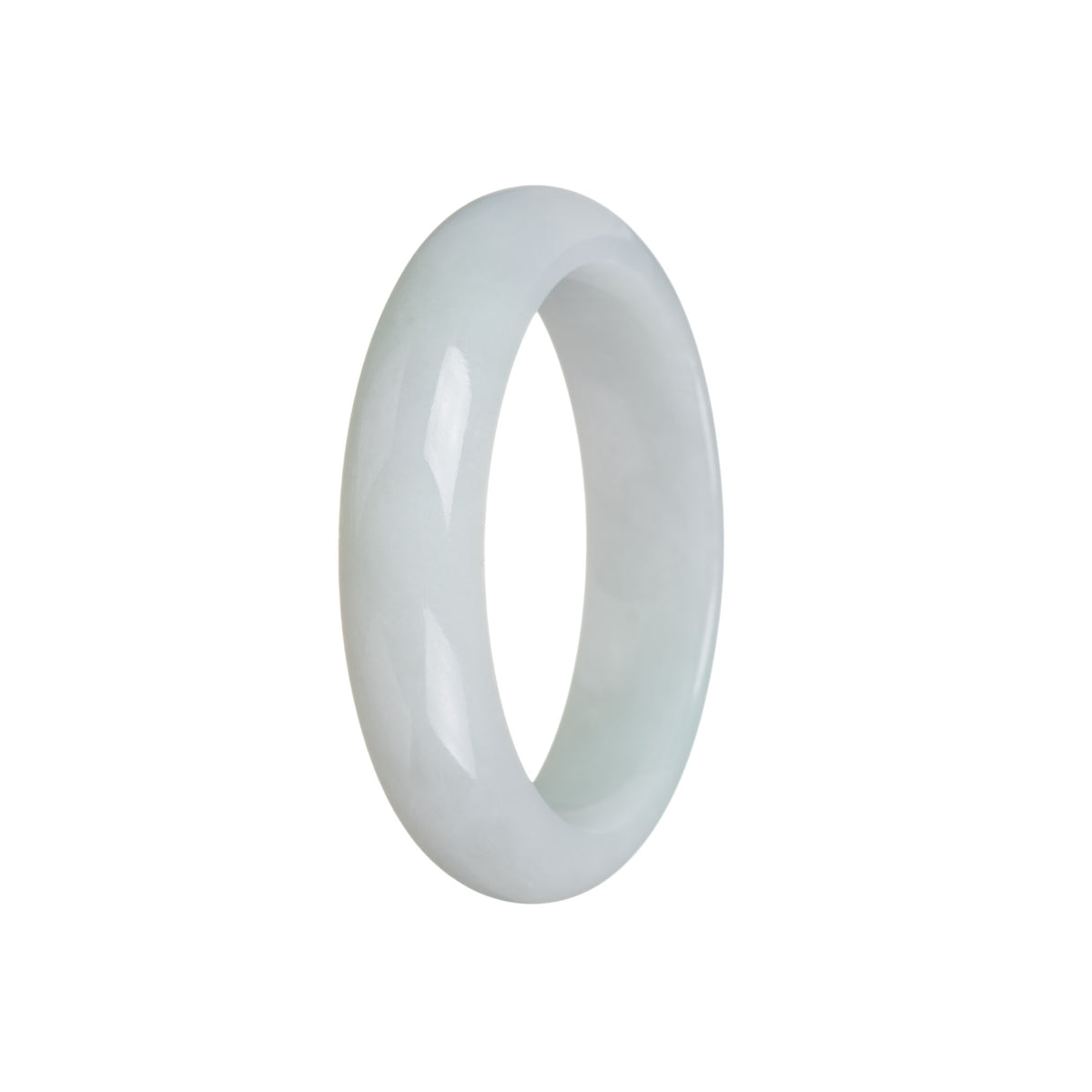 Genuine Type A White Burmese Jade Bracelet - 54mm Half Moon