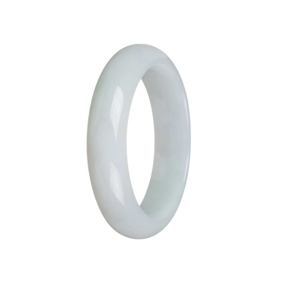 Genuine Type A White Burmese Jade Bracelet - 54mm Half Moon