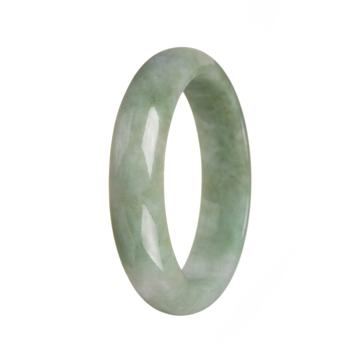 Genuine Natural Green Jadeite Bangle - 62mm Half Moon