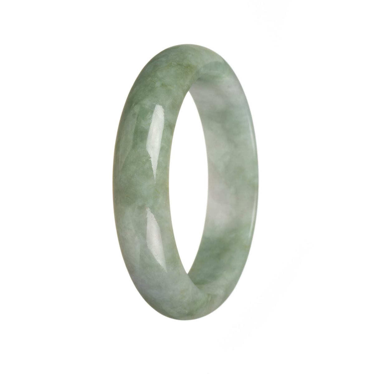 Genuine Natural Green Jadeite Bangle - 62mm Half Moon