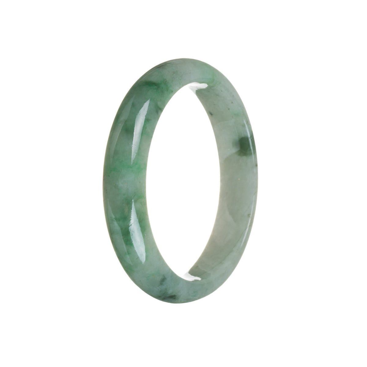 Genuine Grade A Green Jade Bracelet - 57mm Semi Round