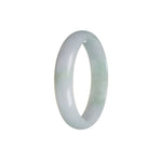 Certified Grade A White With Light Green Jadeite Jade Bangle - 56mm Half Moon
