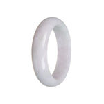 Genuine Natural White with Green Pattern Jadeite Bangle Bracelet - 58mm Half Moon