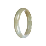 Certified Grade A Brownish Olive Green with White Patch Jadeite Jade Bangle Bracelet - 59mm Half Moon