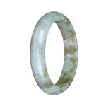 Genuine Natural Brownish Green and White Burma Jade Bracelet - 57mm Half Moon