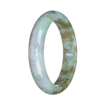 Genuine Natural Brownish Green and White Burma Jade Bracelet - 57mm Half Moon