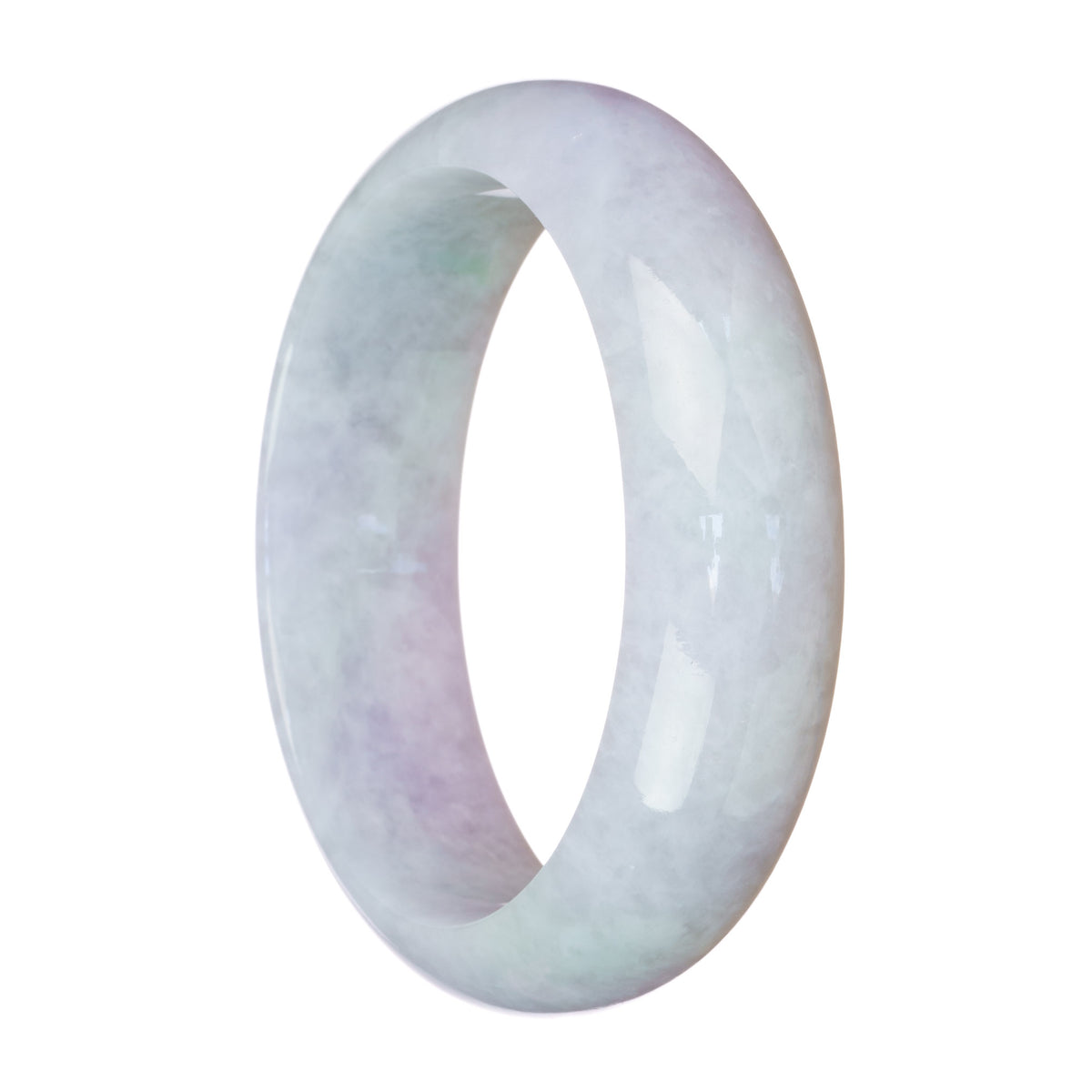 Genuine Untreated Light Lavender Burma Jade Bangle - 62mm Half Moon