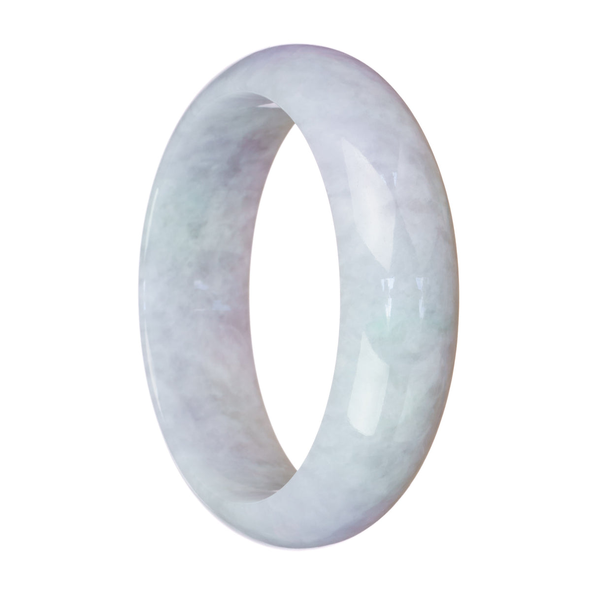 Genuine Untreated Light Lavender Burma Jade Bangle - 62mm Half Moon