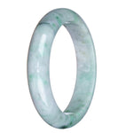 Certified Type A White and Green Pattern Jade Bracelet - 62mm Half Moon