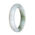 Genuine Natural White and Green Pattern Jadeite Jade Bangle Bracelet - 57mm Half Moon
