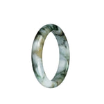 Certified Natural White and Green Pattern Jadeite Bangle Bracelet - 54mm Half Moon