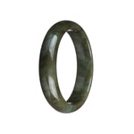 Real Untreated Olive Green Jadeite Bangle Bracelet - 53mm Half Moon