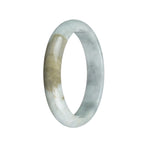 Genuine Type A Pale Green and Brown with Grey Pattern Jade Bracelet - 56mm Half Moon