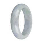 Authentic Grade A Green with Lavender Traditional Jade Bangle - 62mm Half Moon