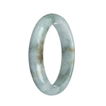 Genuine Natural Pale Green with Dark Green and Brown Patch Burma Jade Bangle Bracelet - 58mm Half Moon