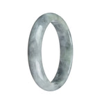 Genuine Grade A Pale Green with Grey Pattern Jadeite Jade Bracelet - 58mm Half Moon