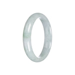 Real Grade A Light Green Traditional Jade Bangle - 57mm Half Moon
