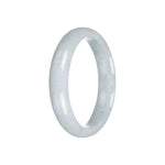 Genuine Natural Light Grey with Light Green Pattern Jadeite Bangle - 56mm Half Moon