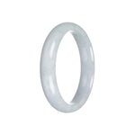 Genuine Natural Light Grey with Light Green Pattern Jadeite Bangle - 56mm Half Moon
