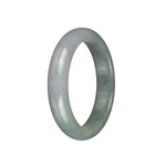 Authentic Grade A White with Green Jade Bangle Bracelet - 59mm Half Moon