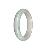 Certified Untreated Light Grey with Green Patterns Traditional Jade Bracelet - 58mm Half Moon