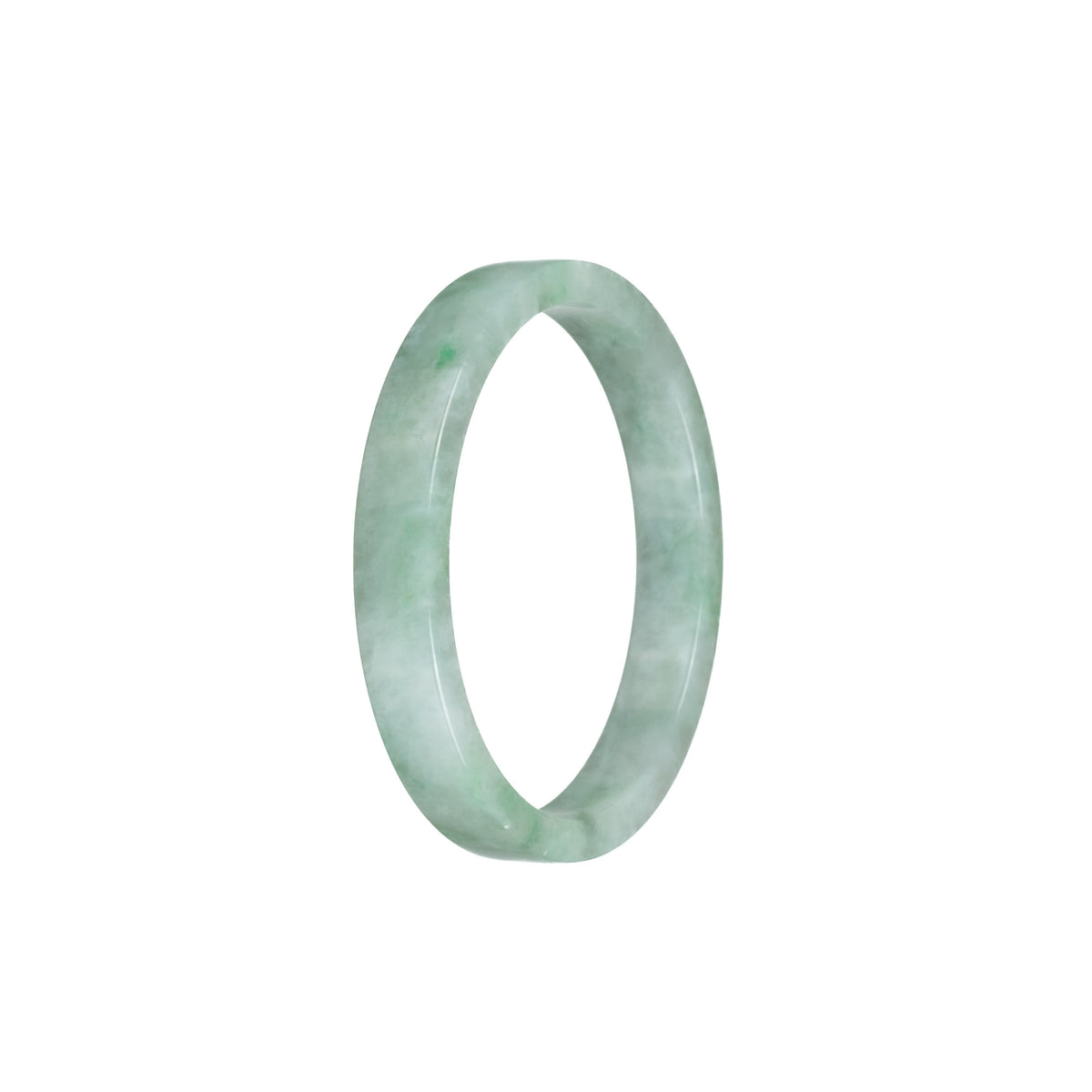 Authentic Grade A Green Pattern Jadeite Bangle - 52mm Flat