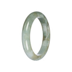 Real Pale Green with Brown Burma Jade Bangle - 57mm Half Moon