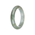 Real Pale Green with Brown Burma Jade Bangle - 57mm Half Moon
