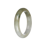 Real Olive Green and White Burma Jade Bangle - 55mm Half Moon