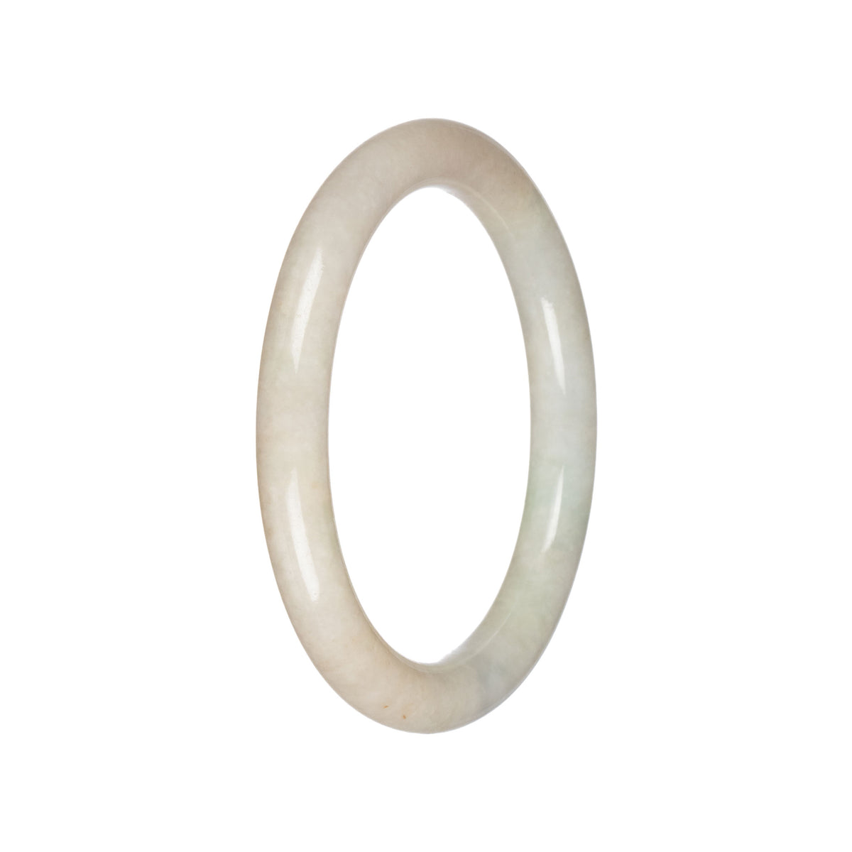 Authentic Creamy White Burmese Jade Bangle - 60mm Round