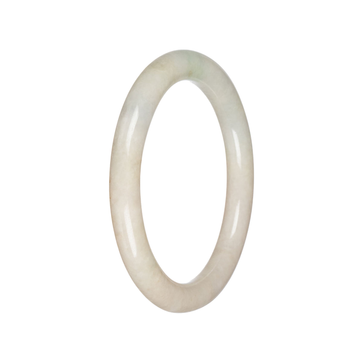 Authentic Creamy White Burmese Jade Bangle - 60mm Round