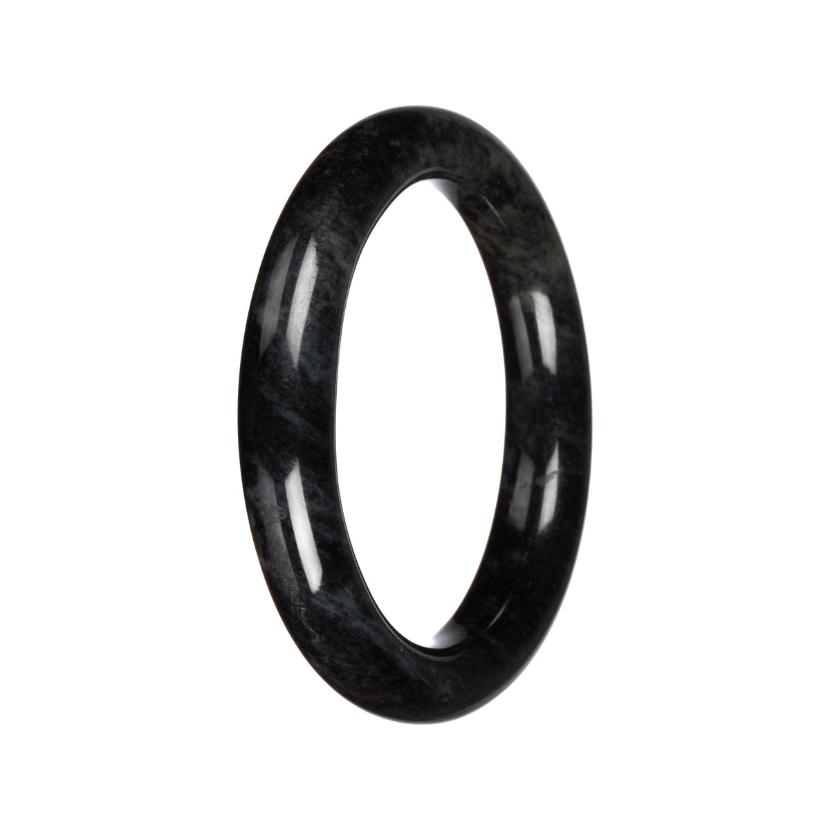 Grade A Black Jadeite Jade Bangle - 60mm Round