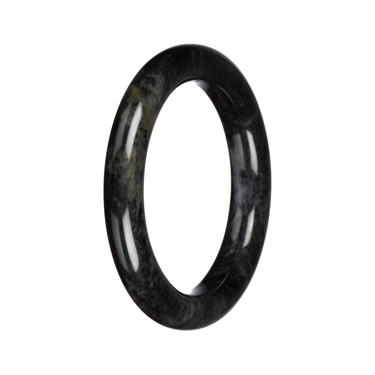Grade A Black Jadeite Jade Bangle - 60mm Round