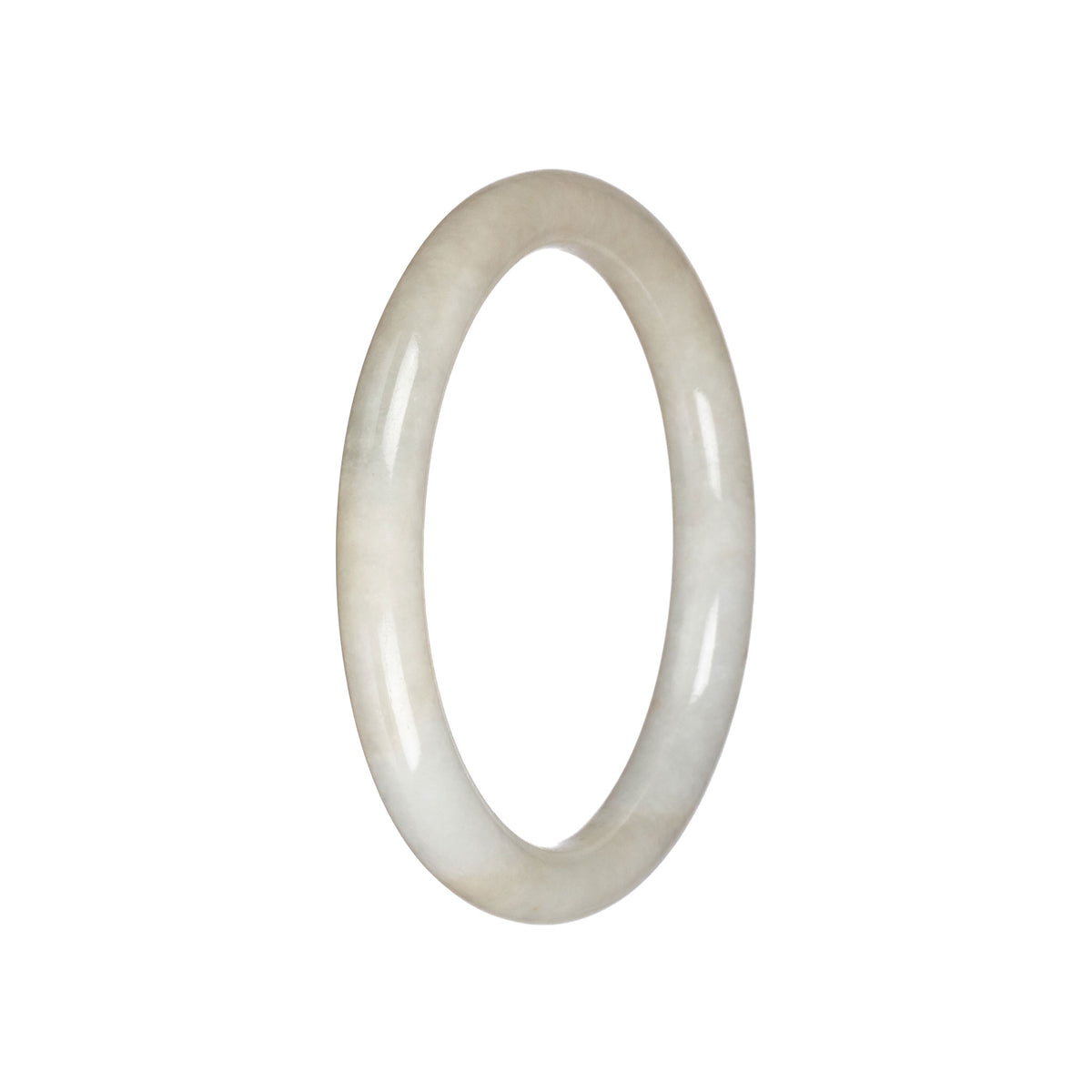 Authentic Creamy White Burma Jade Bangle - 59mm Petite Round