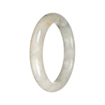Untreated White with Green Traditional Jade Bangle Bracelet - 62mm Half Moon