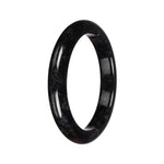 Genuine Black Pattern Burma Jade Bangle - 64mm Semi Round