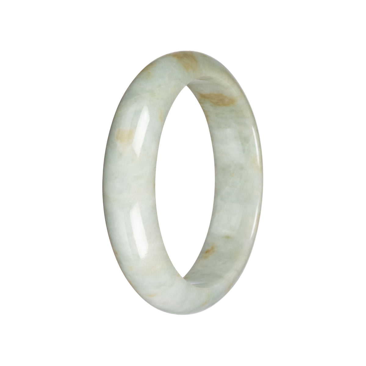 Untreated Pale Green with Brown Pattern Jade Bangle - 61mm Half Moon