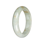 Untreated Pale Green with Brown Pattern Jade Bangle - 61mm Half Moon