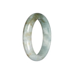 Untreated Pale Green with Light Brown Traditional Jade Bangle - 55mm Half Moon