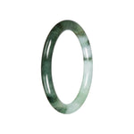 Natural Green Pattern Jadeite Bangle - 58mm Petite Round
